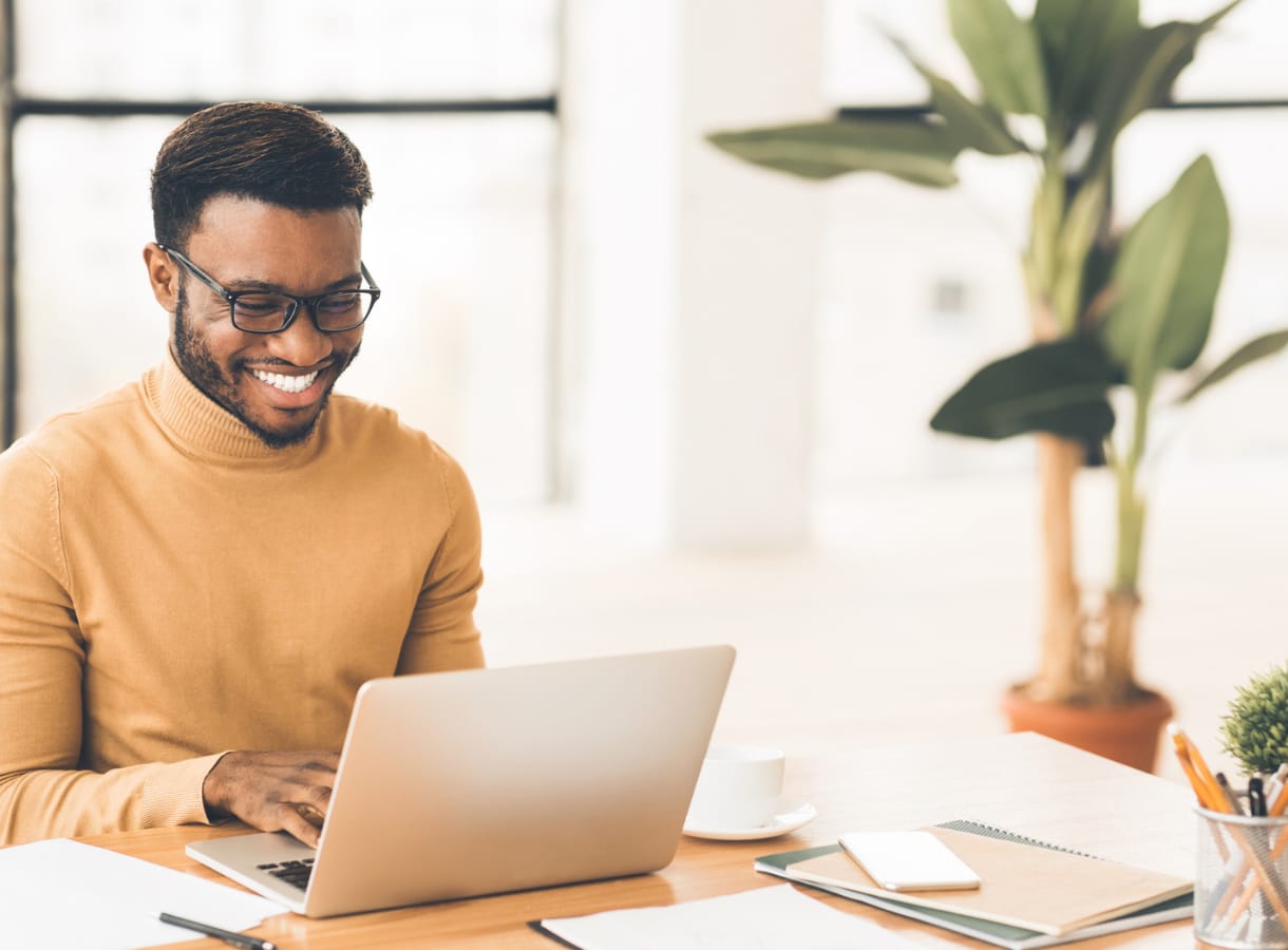 Male accountant working from home