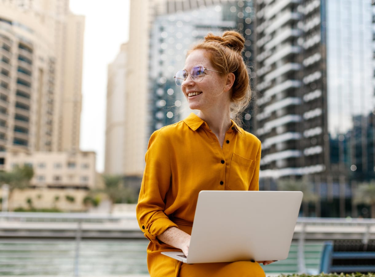 Female accountant working outside