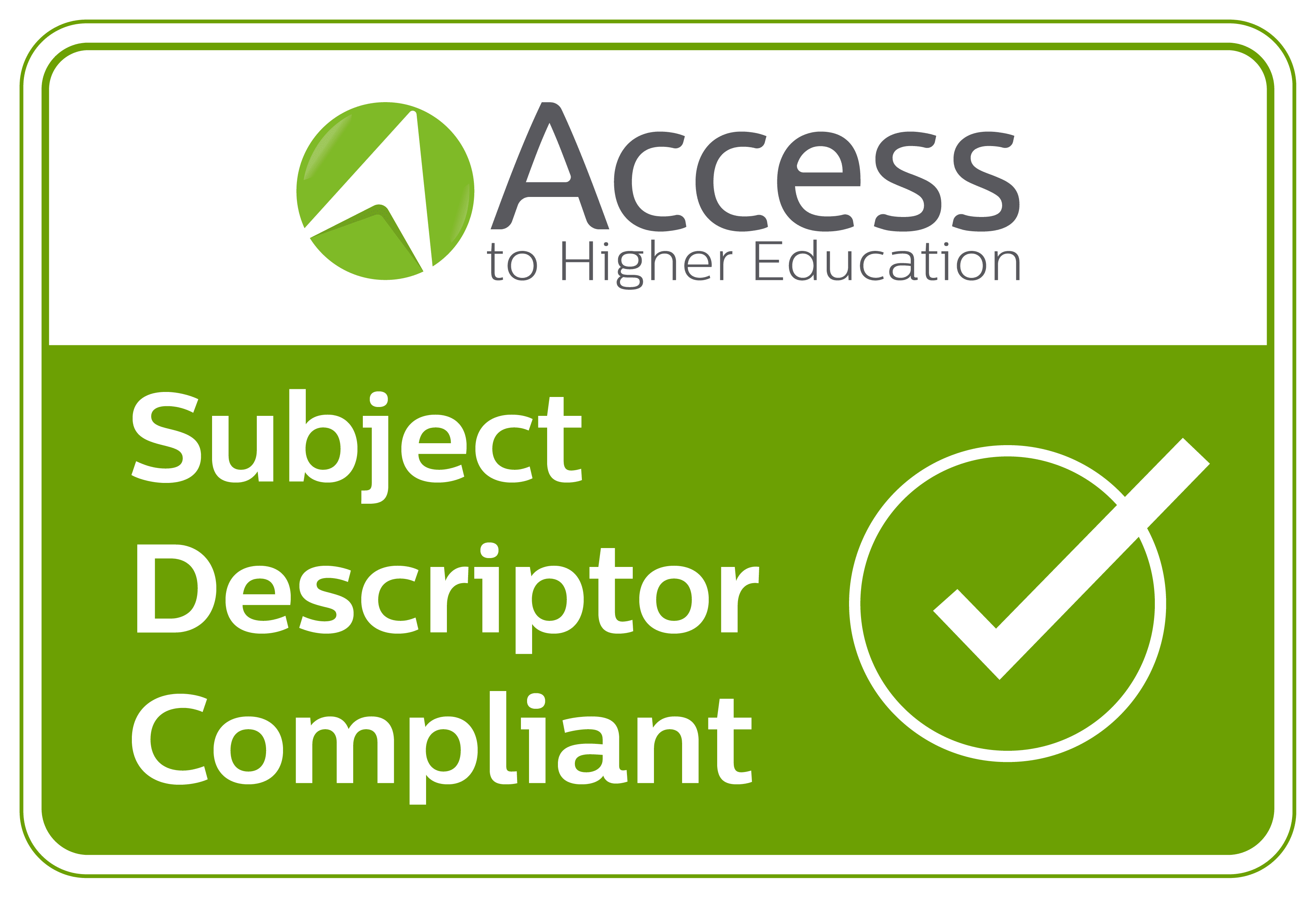 Access to Higher Education Subject Descriptor Compliant badge