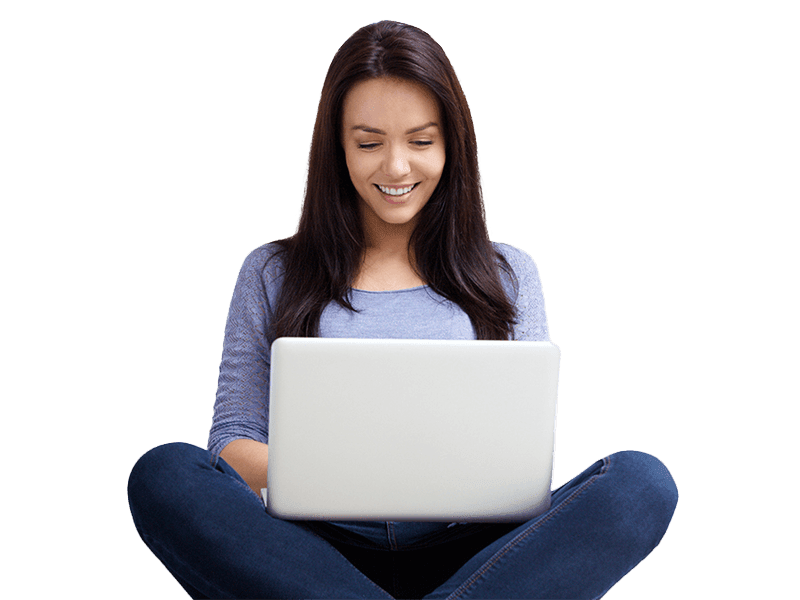 Woman studying accounting course on laptop