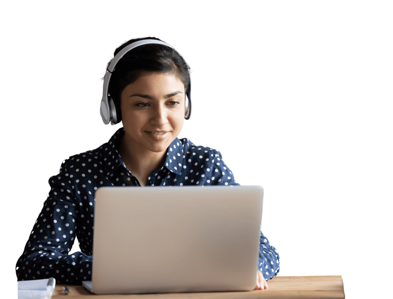 Woman studying laptop