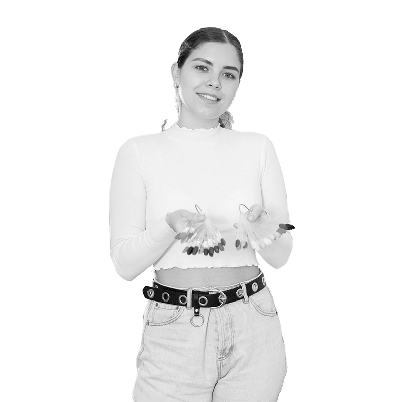 Nail technician presenting nail options